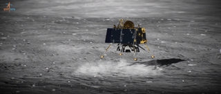 A still from a video produced by ISRO showing how its Vikram lander was meant to touch down on the moon on Sept. 6, 2019.