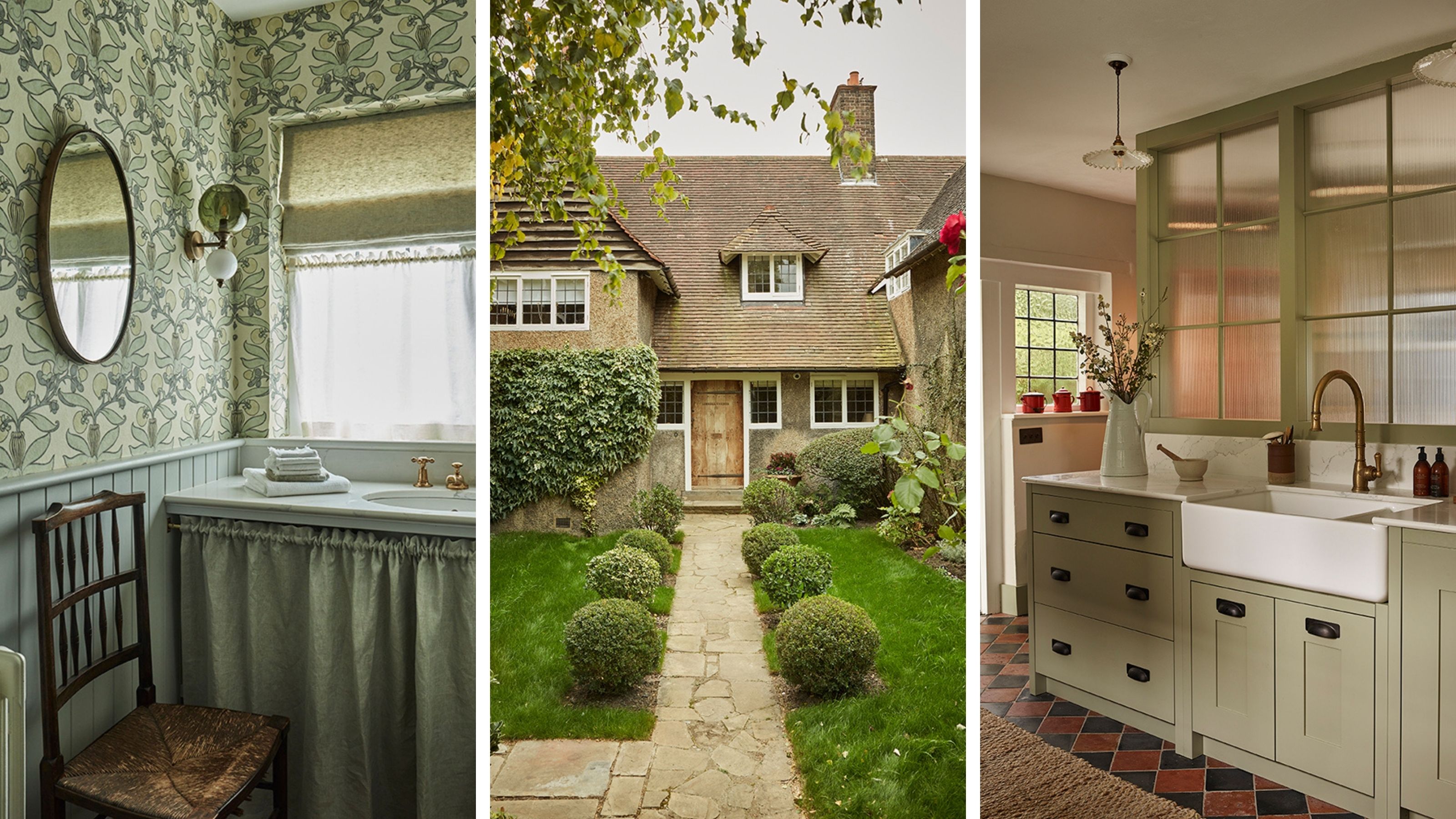 a charming cottage nestled in hampstead with an abundant green front garden and small leaded windows