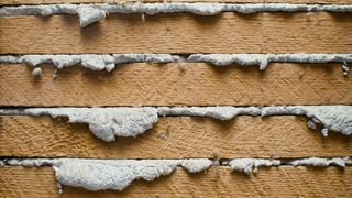 Close up of back of lath and plaster wall