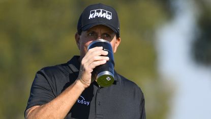 Phil Mickelson drinking coffee