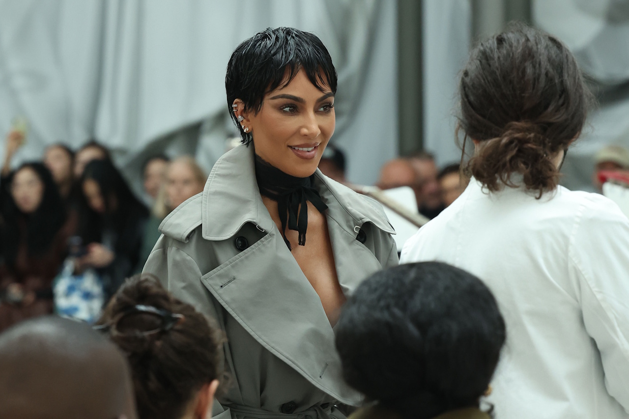 Kim Kardashian attends the Maison Margiela Womenswear Spring/Summer 2026 show as part of Paris Fashion Week on October 04, 2025 in Paris, France.