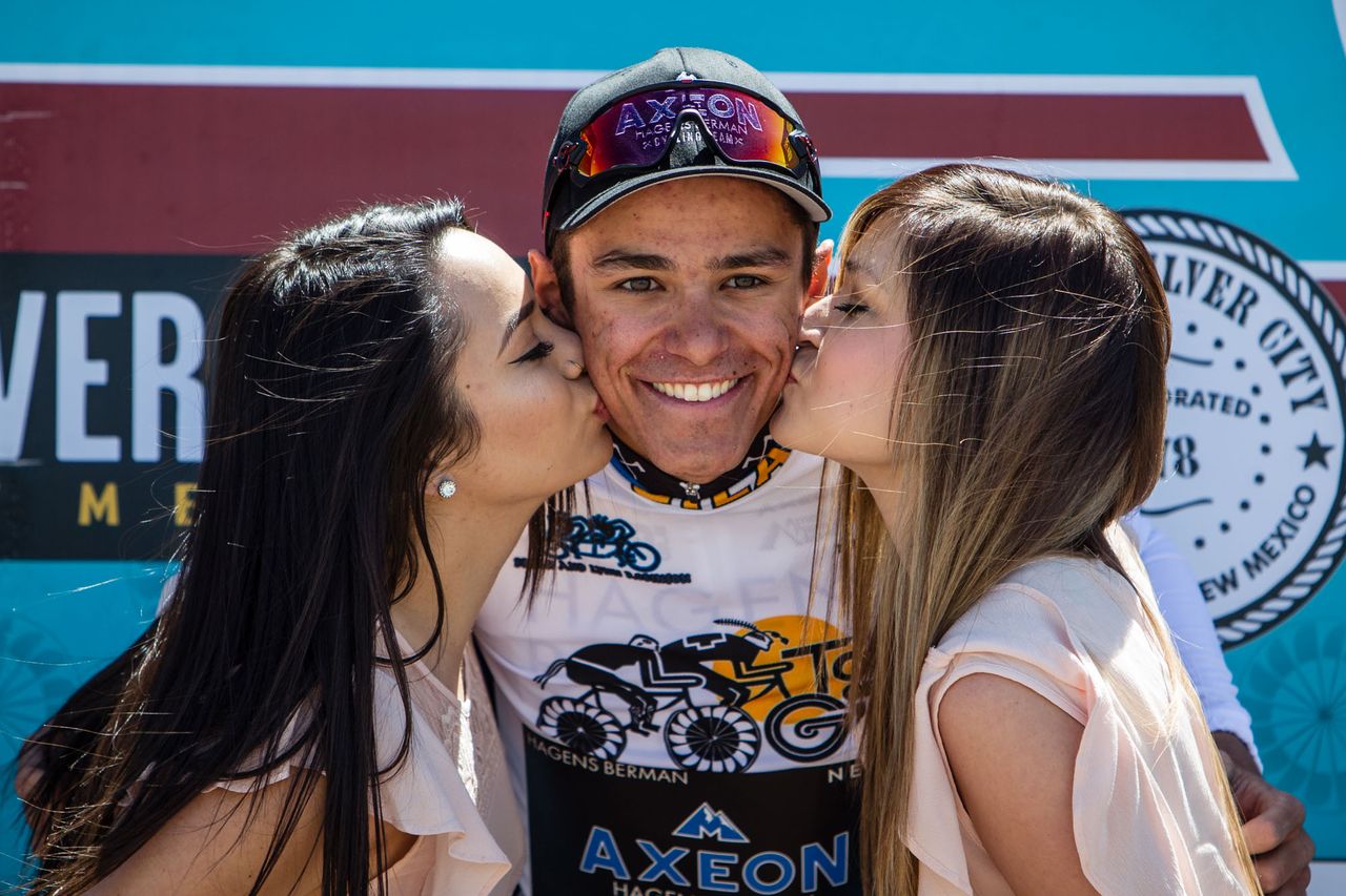 Christopher Blevins (Axeon) takes the best young rider jersey after stage 1 at Tour of the Gila