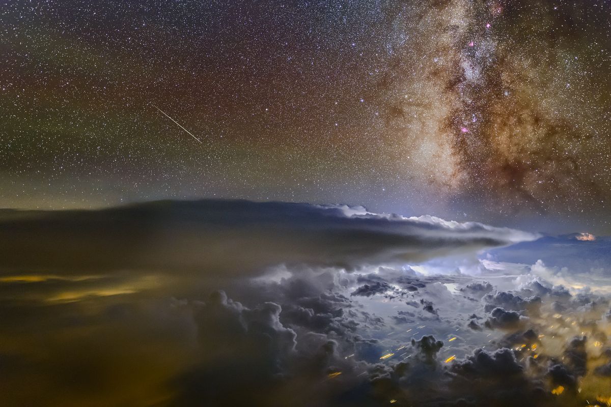 A photograph taken by pilot Ralf Rohner of the Milky Way from the sky