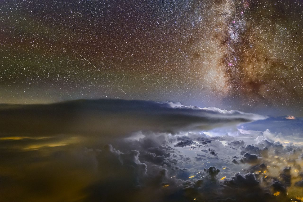 A photograph taken by pilot Ralf Rohner of the Milky Way from the sky
