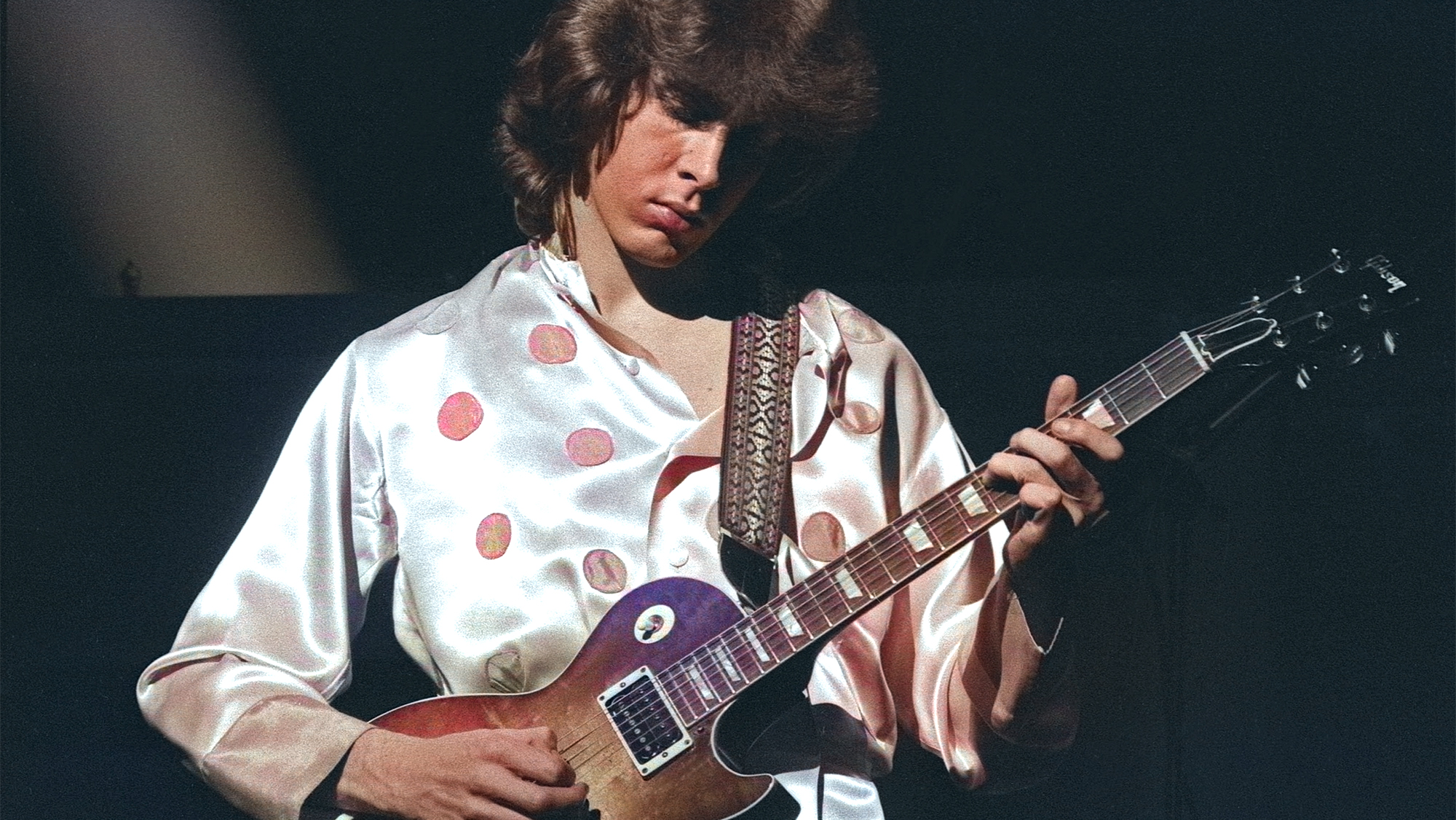 Photo of ROLLING STONES and Mick TAYLOR, with Rolling Stones, performing live onstage, playing Gibson Les Paul guitar