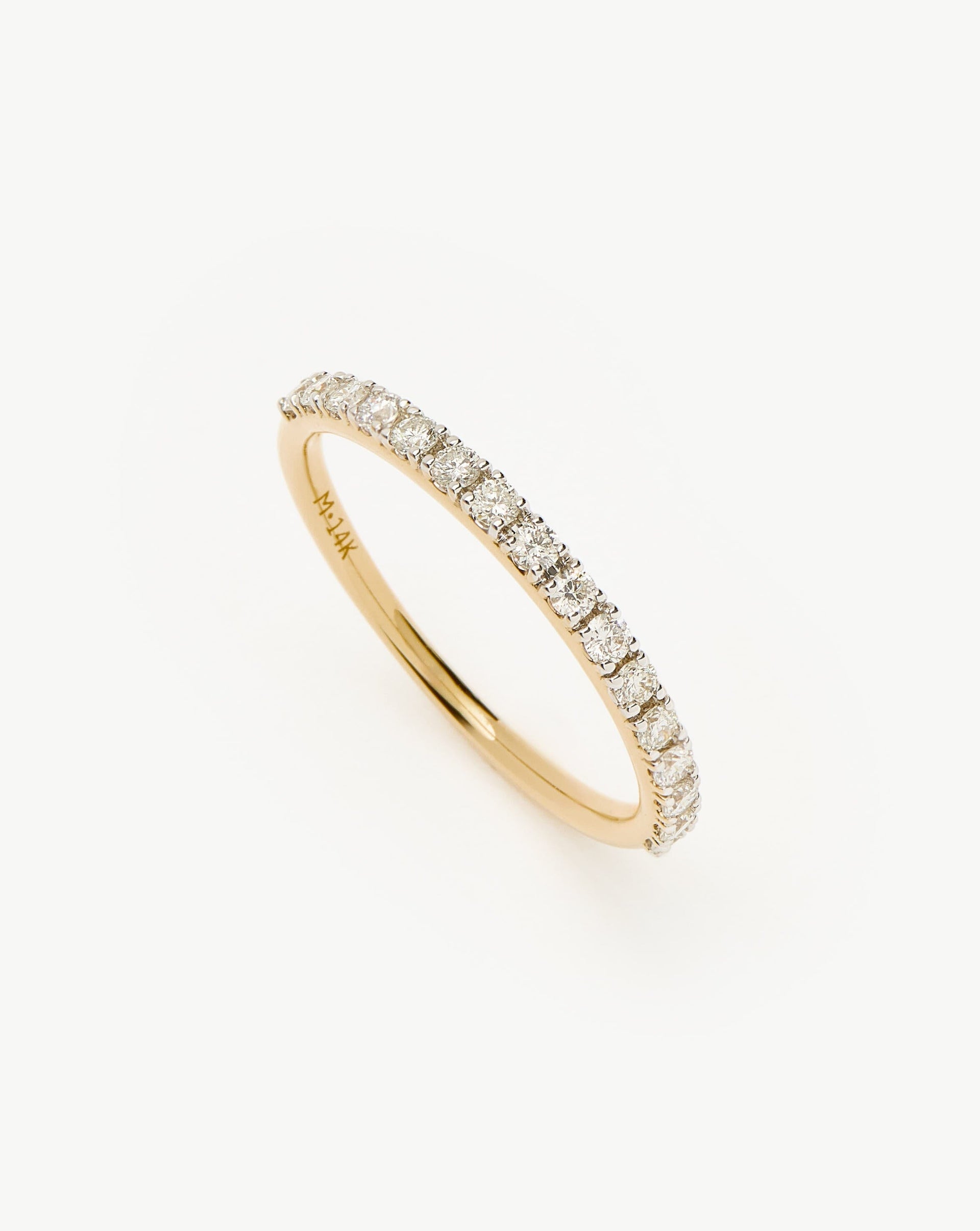 Fine Slim Half Eternity Ring | 14ct Solid Gold/diamond - 14ct Solid Gold/diamond / J