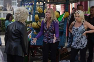 Ronnie and Roxy arguing with Peggy in EastEnders 2009