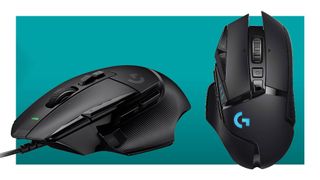 Logitech G502 Lightspeed and G502 X gaming mouse on blue background