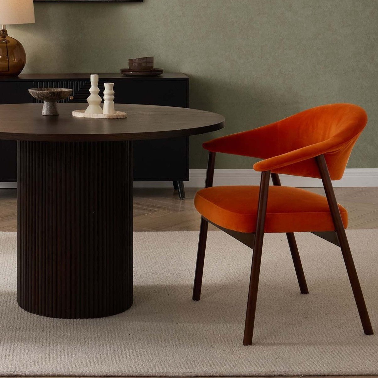 Frankie Dining Chair - Orange/walnut