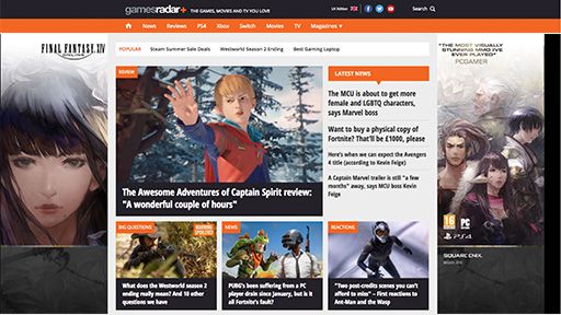 GamesRadar+ Desktop Homepage