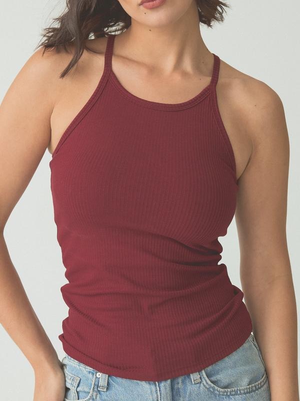 Klassy, Ribbed High Neck Brami Sleeveless Tank