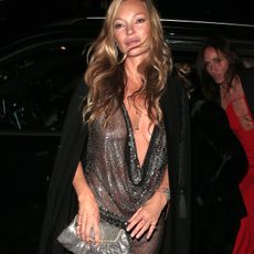 Kate Moss arrives at her Diet Coke party at Annabel's on November 09, 2022 in London, England