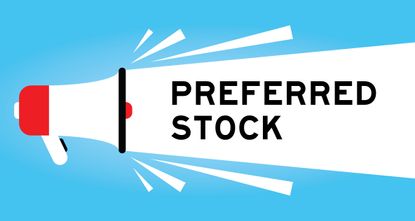 digital image of a megaphone with the words "preferred stock" in a white banner with a blue background