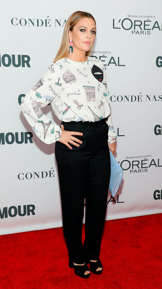 Drew Barrymore poses backstage at Glamour's 2017 Women of The Year Awards at Kings Theatre on November 13, 2017 in Brooklyn, New York