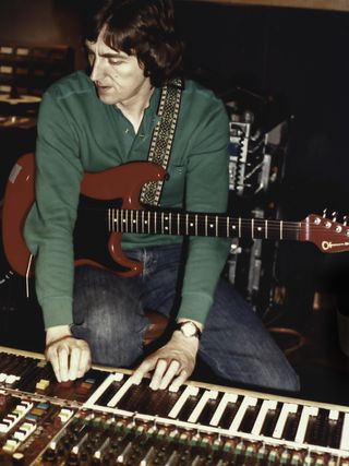 Allan Holdsworth at the Music Grinder Recording Studio in Hollywood, CA, 1983, during the recording of the Road Games album, photo courtesy of Eddie Coralnick.