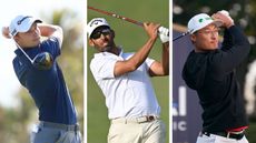 Three golfers pictured in a montage