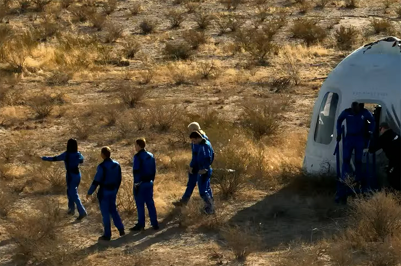 The NS-21 crew are back on Earth after exiting Blue Origin's New Shepard capsule on Saturday, June 4, 2022.