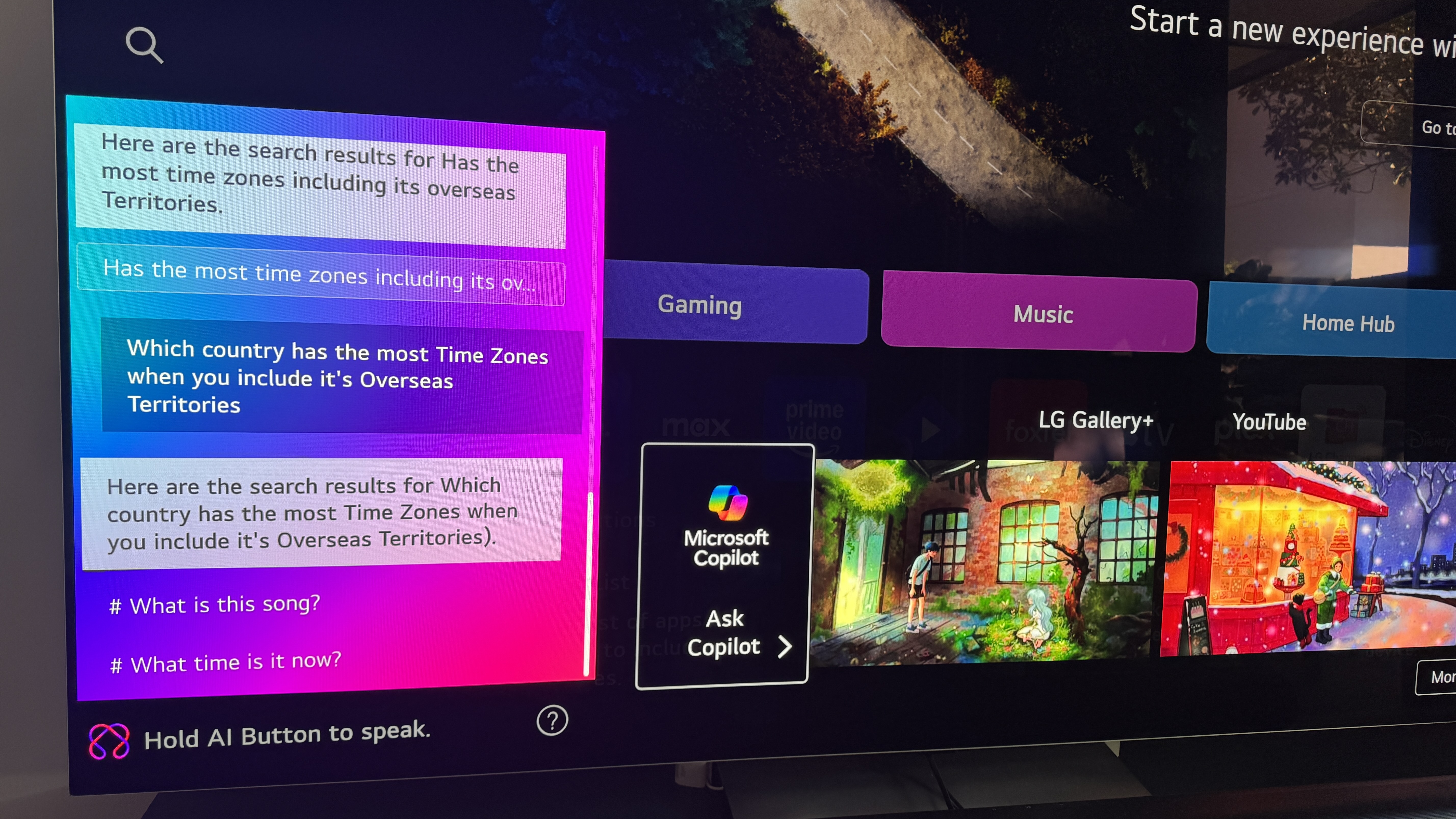 LG Chatbot box open on LG G5 OLED TV