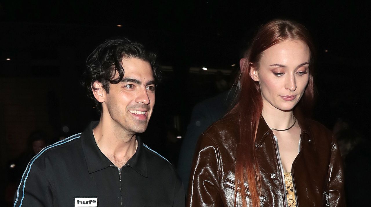 oe Jonas and Sophie Turner are seen attending the &quot;Cup of Joe&quot; O﻿fficial Concert After Party at 26 Leake Street on April 14, 2023 in London, England.