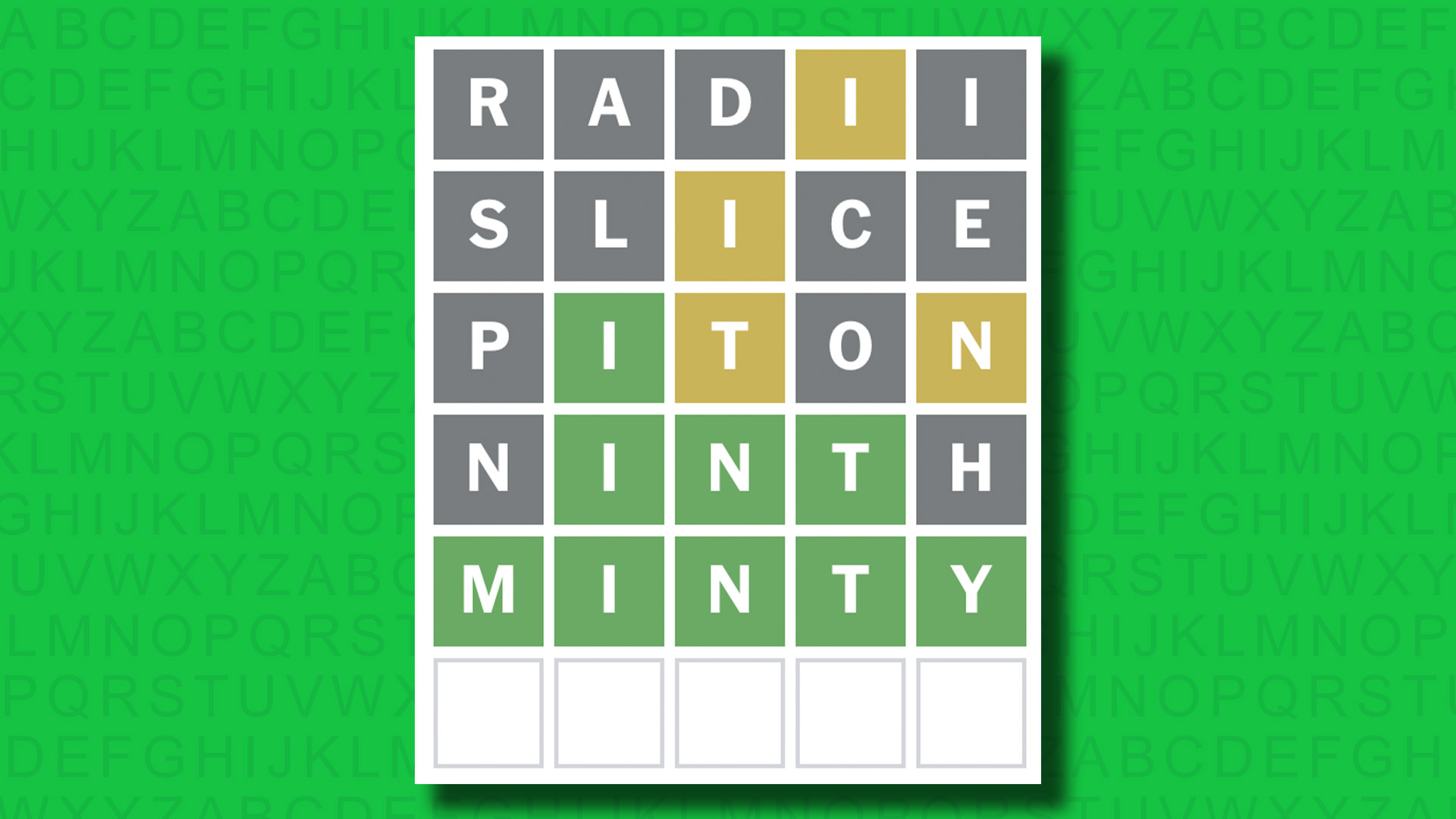 NYT Wordle answer for game 1513 on a green background