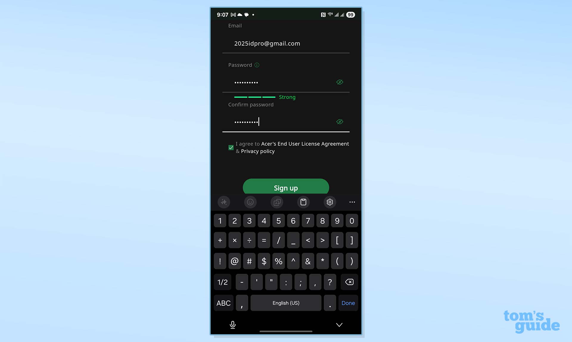 A screenshot of the Acer Predator Connect T7 app.