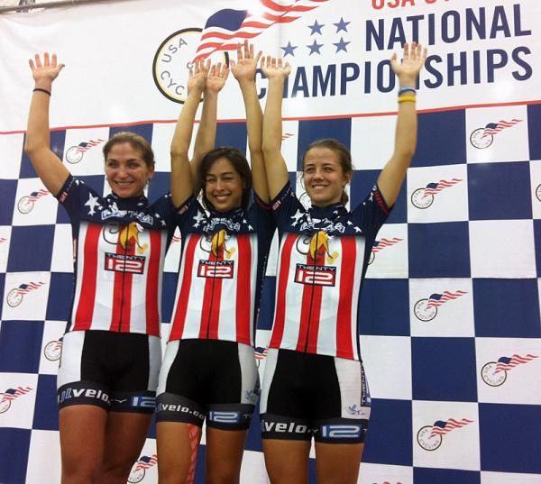 Cari Higgins, Ruth Winder and Hanan Alves-Hyde are the 2010 US team pursuit champions.