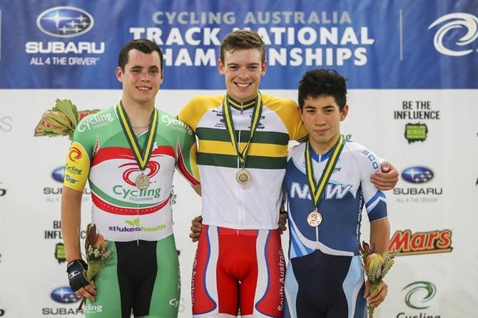 The Mens Points Race podium.