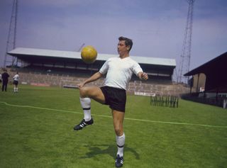 Johnny Haynes shows some skills as a Fulham player in 1952.