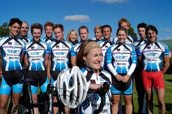 The TIS crew pose with Louise Yaxley in front
