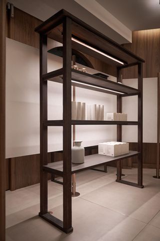 Shelving in the Eath Library cosmetics boutique in Seoul, South Korea