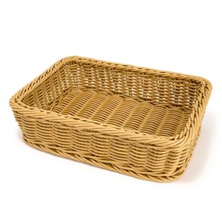 A brown wicker basket