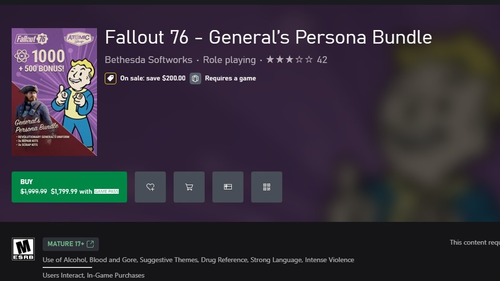 Fallout 76 misprice on Xbox store