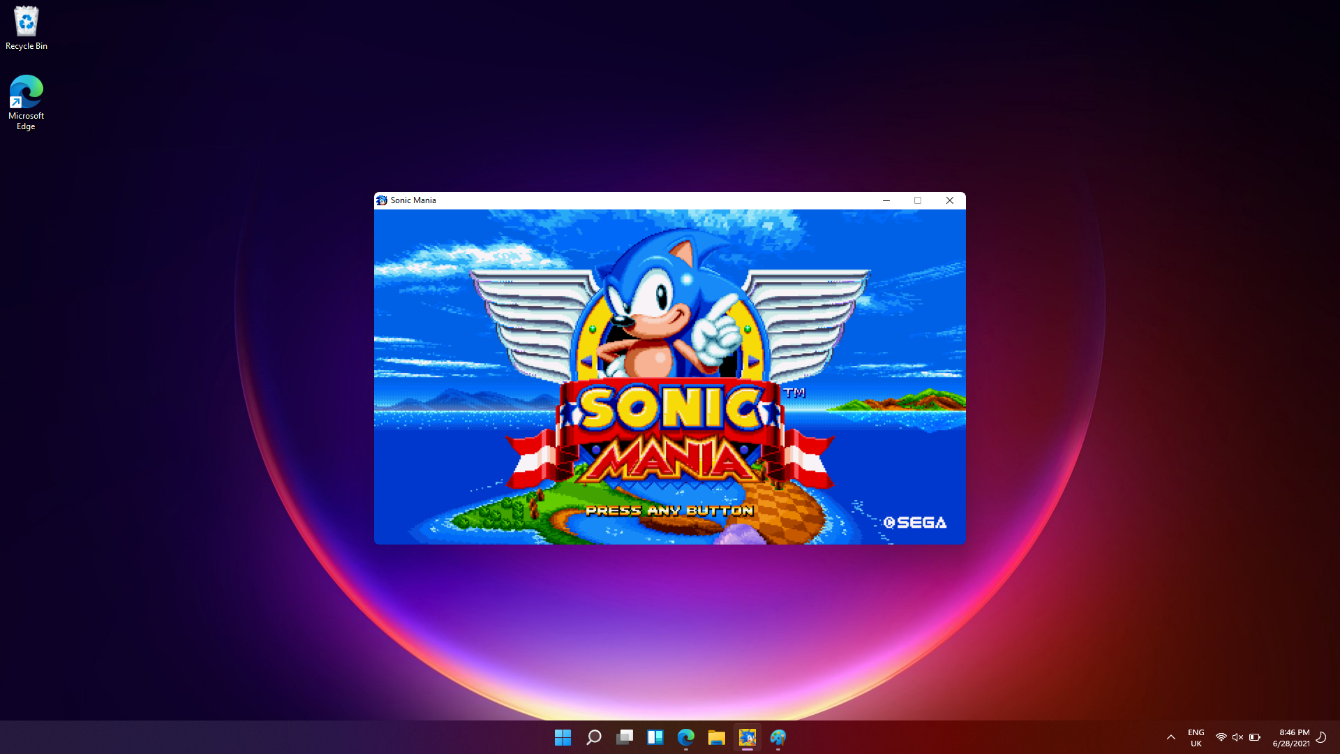 Sonic Mania running on Windows11
