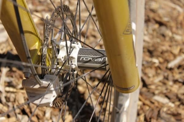 Overend's prototype wheelset features a carbon Roval Controle front hub.