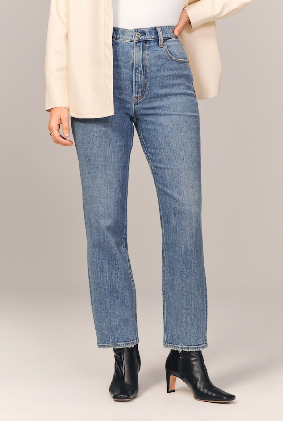 Abercrombie Curve Love Ultra High Rise Ankle Straight Jean
