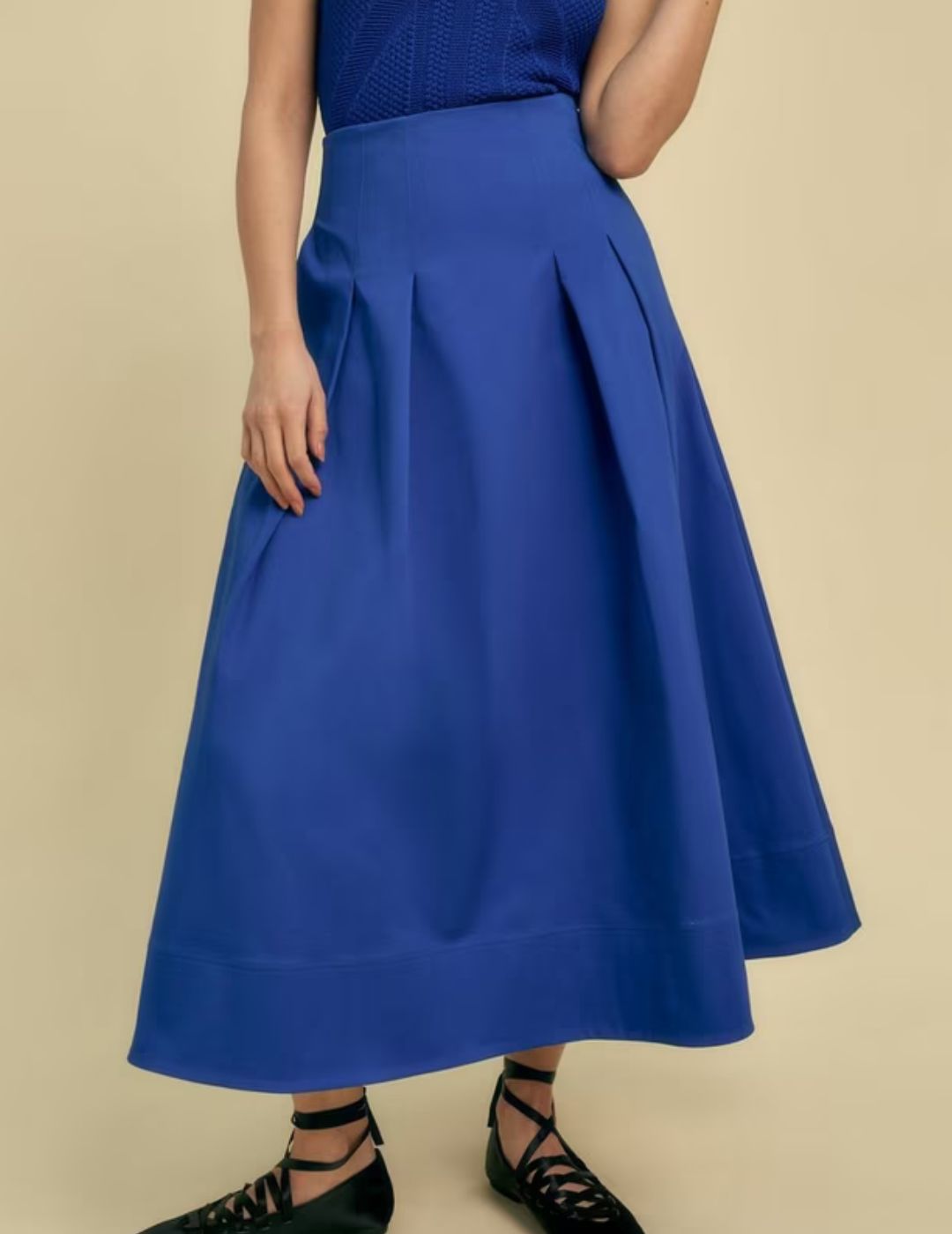 Florere , Cotton Blend A-Line Midi Skirt