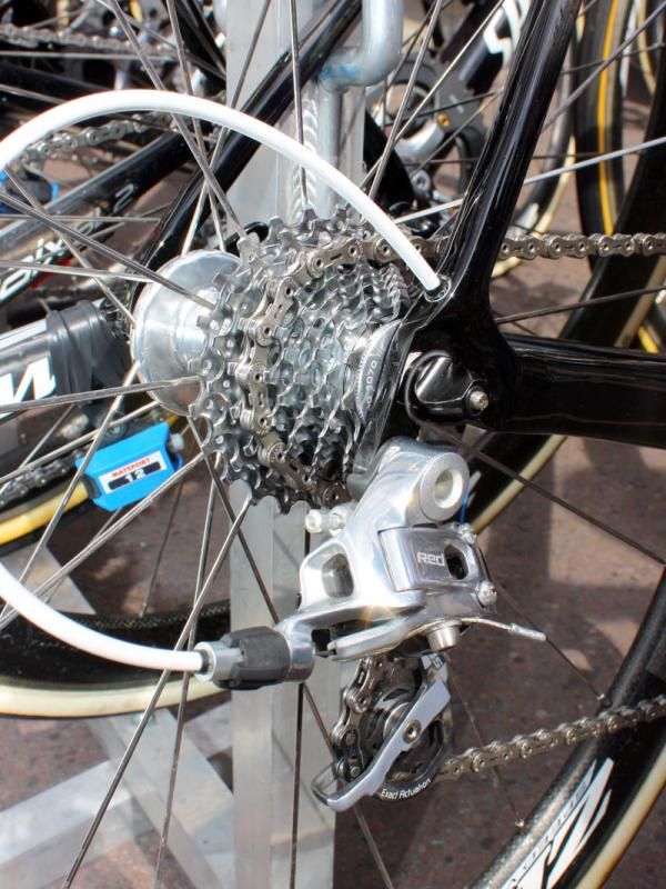 SRAM PG-1070 cassettes were standard equipment for the Saxo Bank guys today.