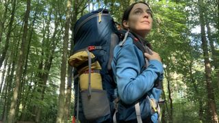 Staff writer Julia Clarke wearing the Sierra Designs Flex Capacitor backpack