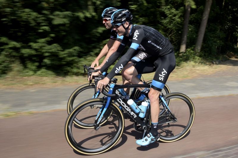 Ian Stannard and Chris Froome out on a training ride