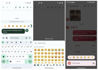 Google Messages emoji reaction