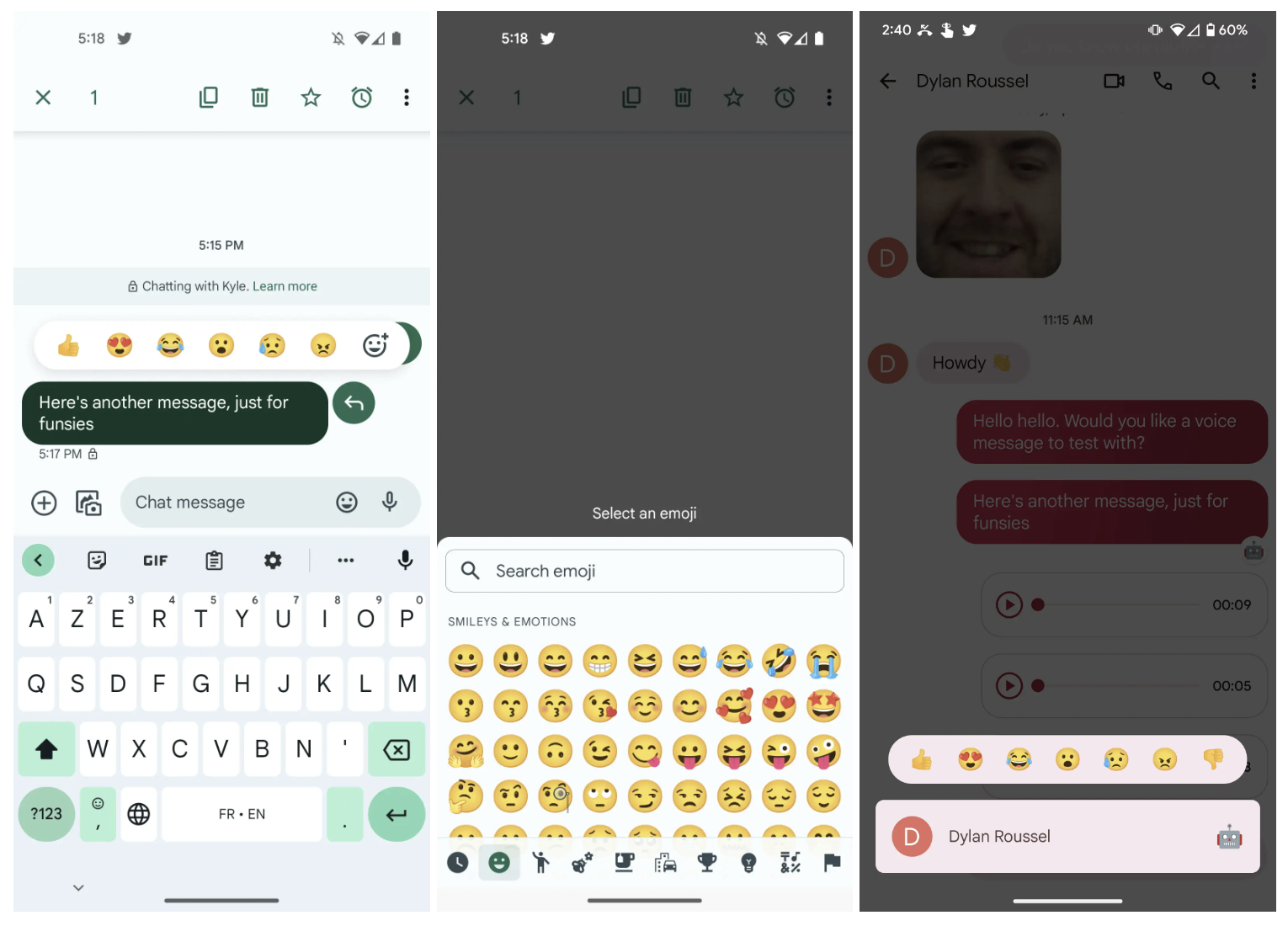 Emoji-Reaktion von Google Messages