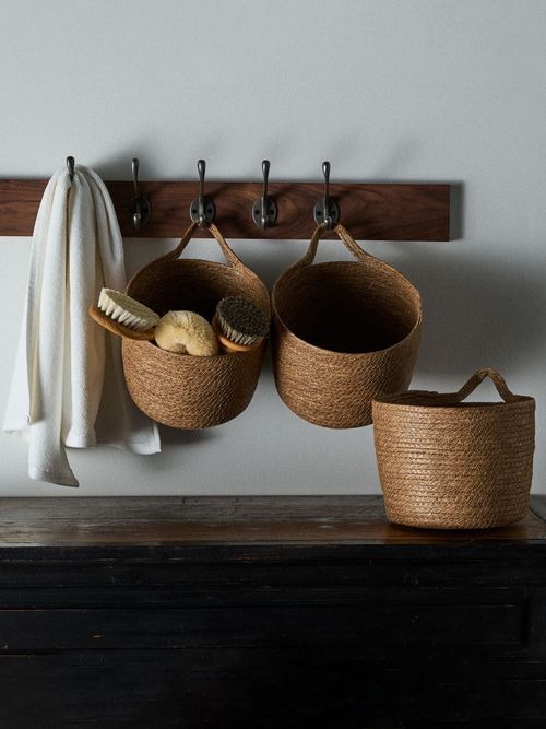 3 Pack Natural Small Hanging Storage Baskets