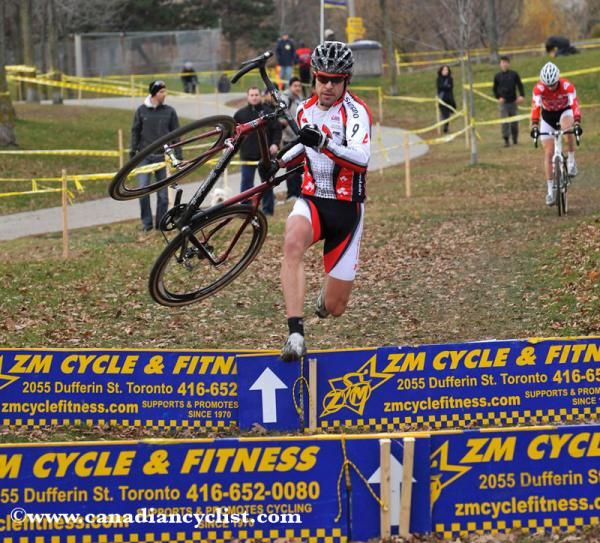 Chris Sheppard (Rocky Mountain Bicycles p/b Shimano) over the barriers.