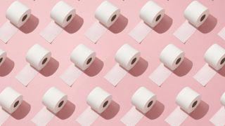 toilet paper repeated on pink background