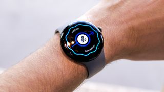Close-up of the Google Pixel Watch 4's new emergency satellite SOS feature