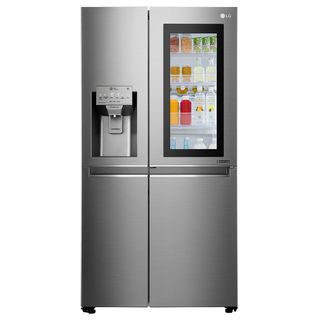 LG American style 4 door fridge freezer with a glass door and an ice dispensor