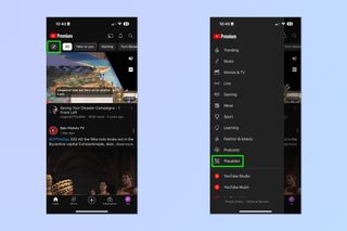 A screenshot showing how to play games on YouTube mobile app