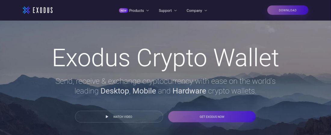 screenshot of Exodus Cryptocurrency wallet