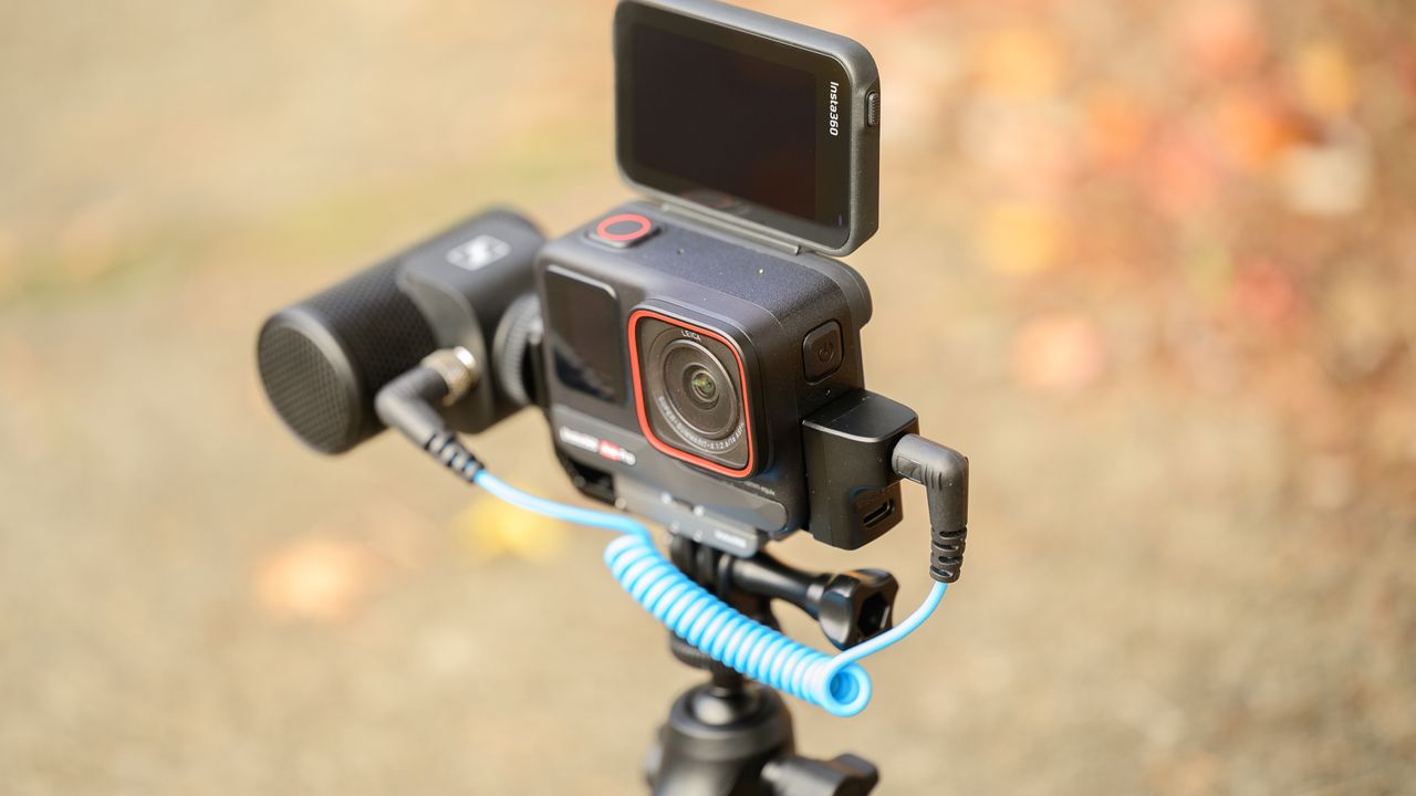 Insta360 Ace Pro with mic adapter in place