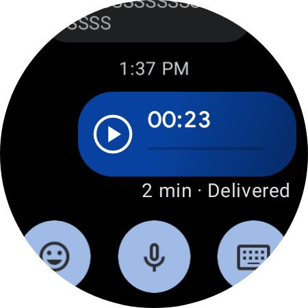 A voice recording in Google Messages for Wear OS